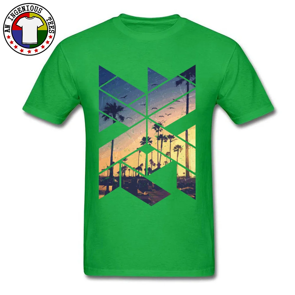 cosie T Shirt Classic Round Collar Vintage Palm Beach Geometric Cotton Men Tops Tees Family Short Sleeve Tees Drop Shipping Vintage Palm Beach Geometric green