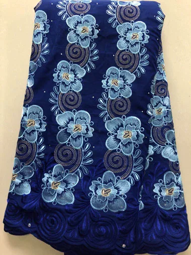 Nigerian Lace fabrics 2019 African Swiss Voile High Quality in Switzerland For Wedding 5 yard ELL3594 BLUE | Дом и сад
