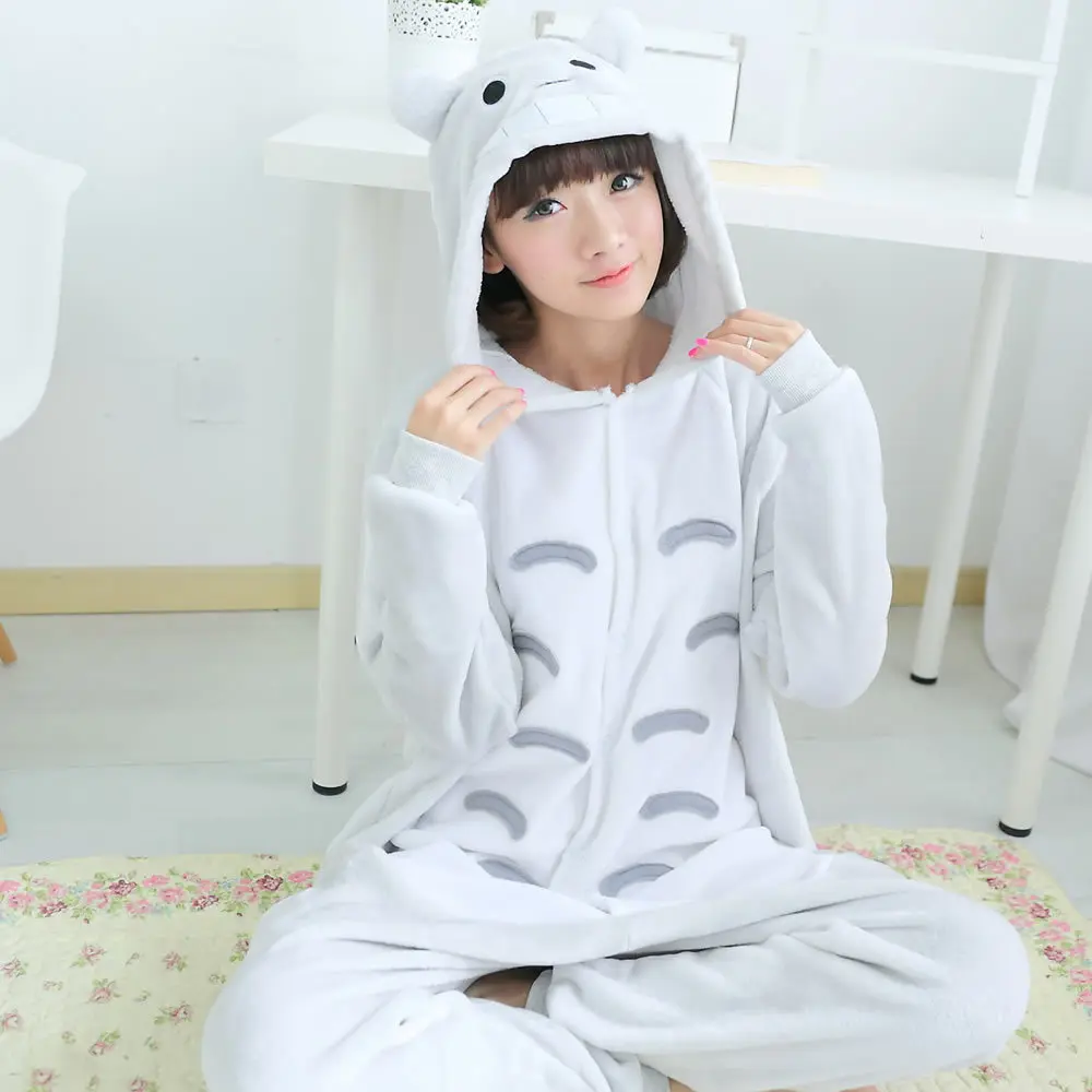 Unisex Flannel Adult Animal Onesies Cut Animal Pajamas Onesies Totoro
