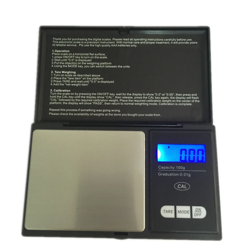 Precision100g 0,01 г мини карманные кухонные весы косметическое зеркало в форме ноутбука ЖК электронные ювелирные весы кофе пол Баланс Вес
