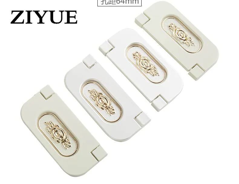 2PCS Lot Free Shipping Bright Dark Handle European Style Ivory Invisible Furniture Cabinet Drawer Zinc Alloy