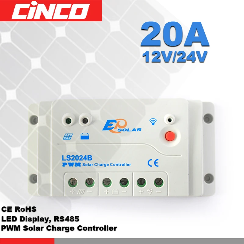 

LS2024B 20A 12V/24V solar charge controller,PWM solar controller timer and lighting controller for solar street lighting use
