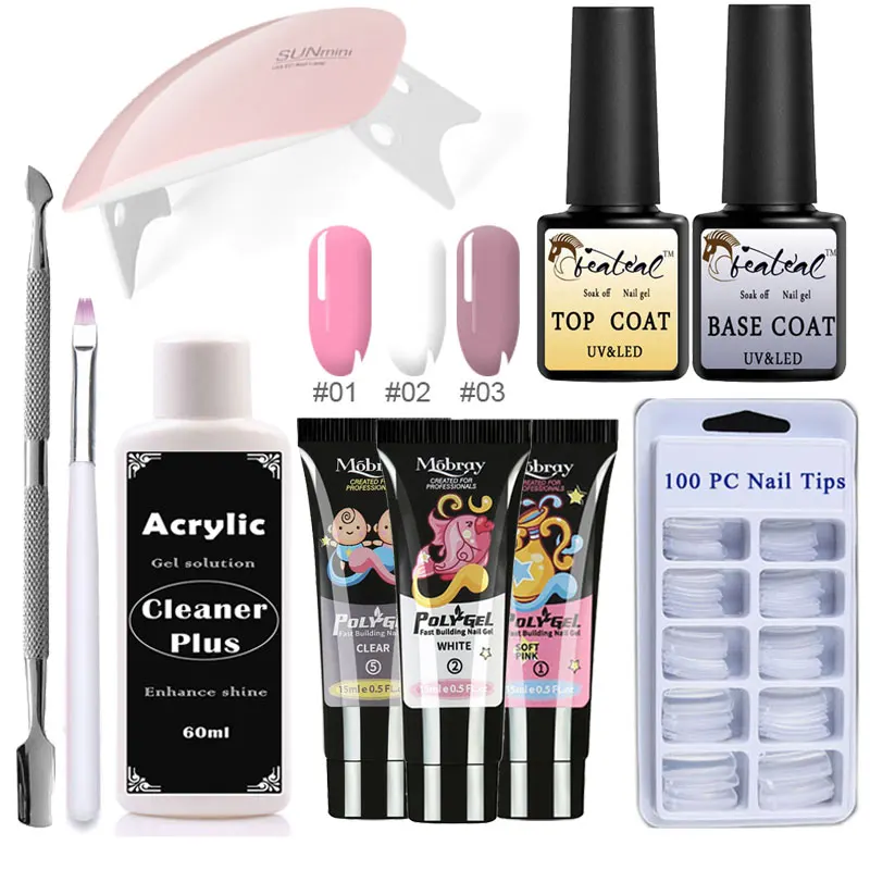 

Beateal 10pcs/set Poly Gel Set UV Polygel Fast Dry Nail Art Tools Design Pro Natural Nail Hard Jelly Gel Polish Builder gel Kit