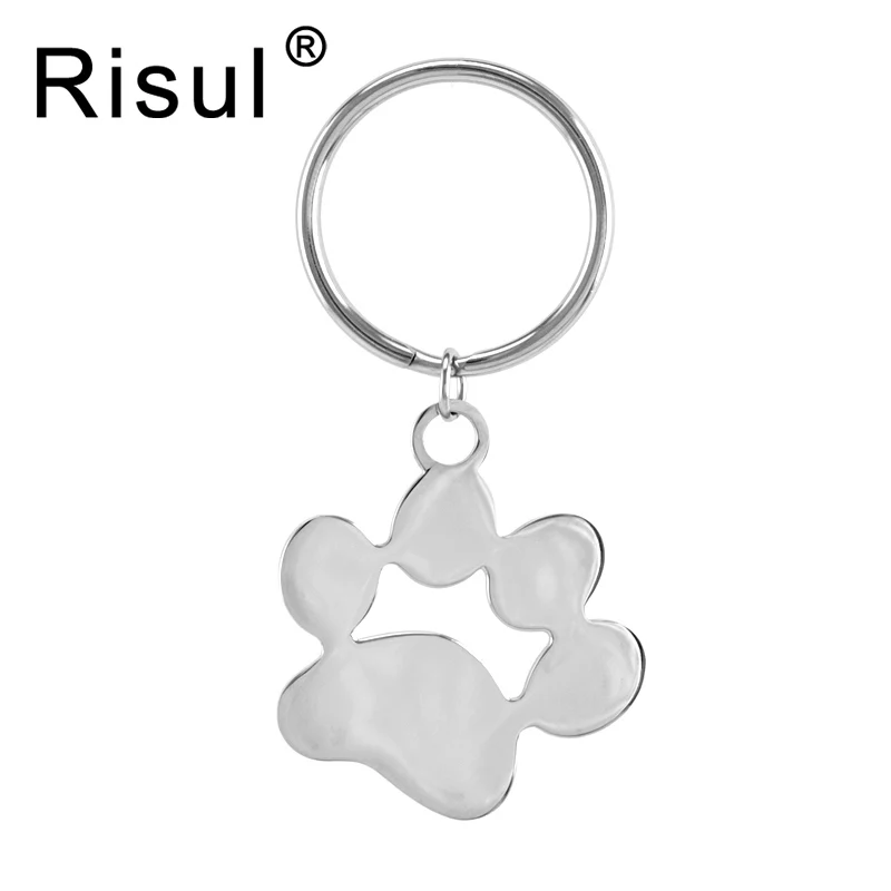 

Risul ID Dog paw 25/30mm puppy cat Stainless steel Keychain blank charm for personalized print key chain