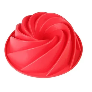 1PCS 9 Inch Silicone Spiral Bundt Pan Silicone Cake Mold 3D Bread Cake Pan DIY Large Baking Pan Cupcakes Bakeware Tools