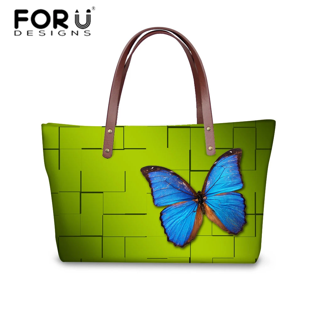 FORUDESIGNS/женские сумки с бабочкой, повседневная женская сумка через плечо, милая брендовая 3D женская сумка для покупок, Пляжная большая сумка женская сумочка