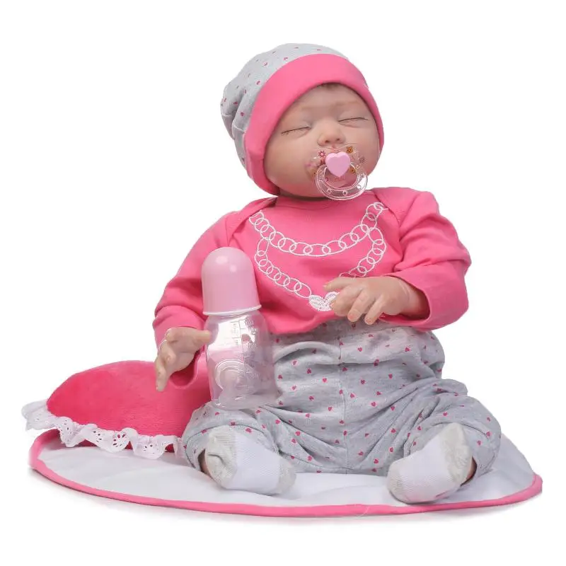 New 55cm Silicone Reborn Baby Dolls Sleeping Babies Lifelike Real Vinyl Belly Reborn Dolls Girls Bebe Alive Brinquedos Bonecas