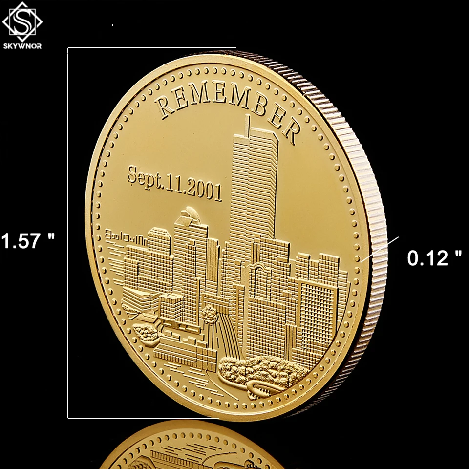 USA Freedom United We Stand 2001.9.11 Remember Attacks 1 World Trade Center Gold Recalling History Collectible Coin