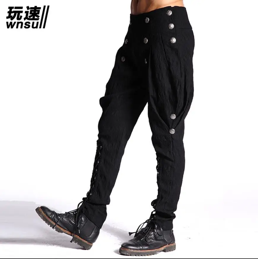 Брюки мужские из хлопка и льна модные модельные штаны стилист танцоры