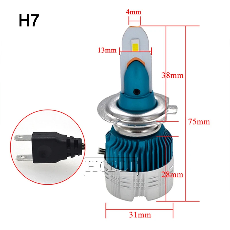 HCDLT Mi2 H4 H7 LED Car Headlight Bulb Kit 50W 6500K White Mini H1 H11 9005 HB4 Auto Car Accessories LED Headlamp Fog Light Bulb (6)