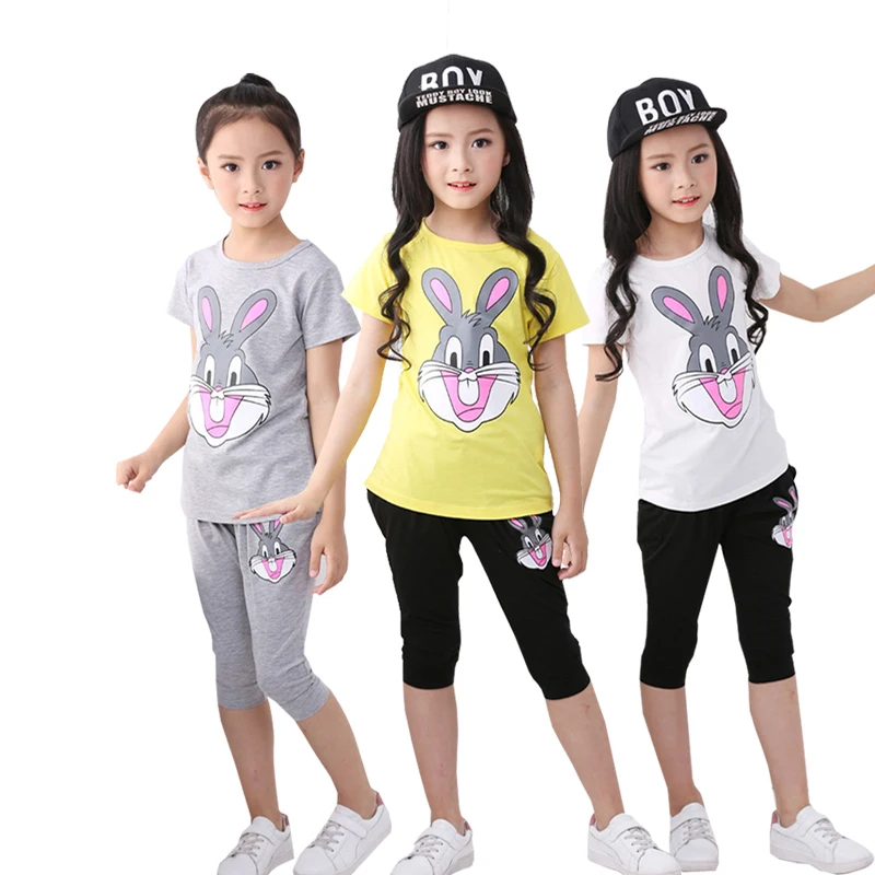 

Baby Girl Summer Clothes 100%Cotton Girls Clothing Set Cartoon Children Clothing Sets T Shirt + Pants For 3 4 5 6 8 10 Year