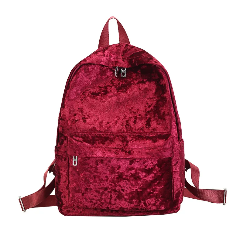 Вместительная сумка для девочек-подростков, женский рюкзак, школьная сумка для хранения, Mochila, модный бархатный женский рюкзак M22 - Цвет: Бургундия