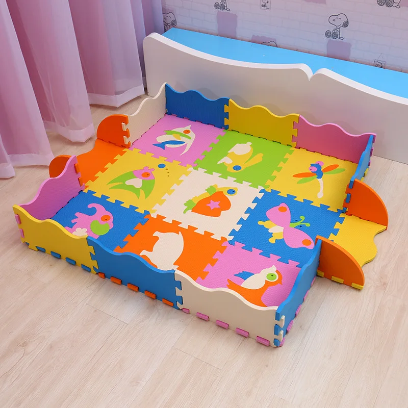 

25PCS Pack Cartoon EVA Foam Floor Mat Baby Puzzle Mat with Fence Baby Play Mat 9PCS EVA Foam Mat 12PCS Fence 4PCS Conner PX60