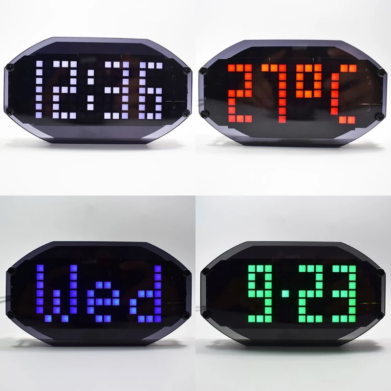 

DIY LED Clock Thermometer Matrix Desktop Alarm Holiday and Birthday Remind Kit #0615