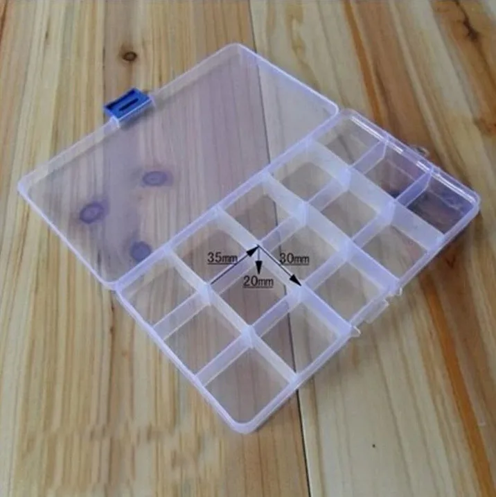 

NEW 15 Compartments Storage Case Box Transparent Fishing Lure Fishhook Box Spoon Hook Bait Tackle Box Fish Accessory Box #19