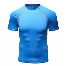 Новая мужская компрессионная облегающая футболка для кожи, высокоэластичная Быстросохнущий материал, Спортивная футболка с короткими рукавами для фитнеса, футболки h21