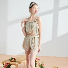 Новинка, раздельные штаны, юбка, купальники, Женская трехсекционная сетчатая юбка с оборками, популярный весенний купальник, Сексуальная кружевная одежда для плавания, XXL