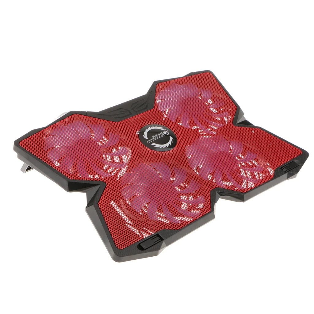 4 Fans 17inch Laptop Notebook LED Light USB Cooling Stand Pad Cooler Red