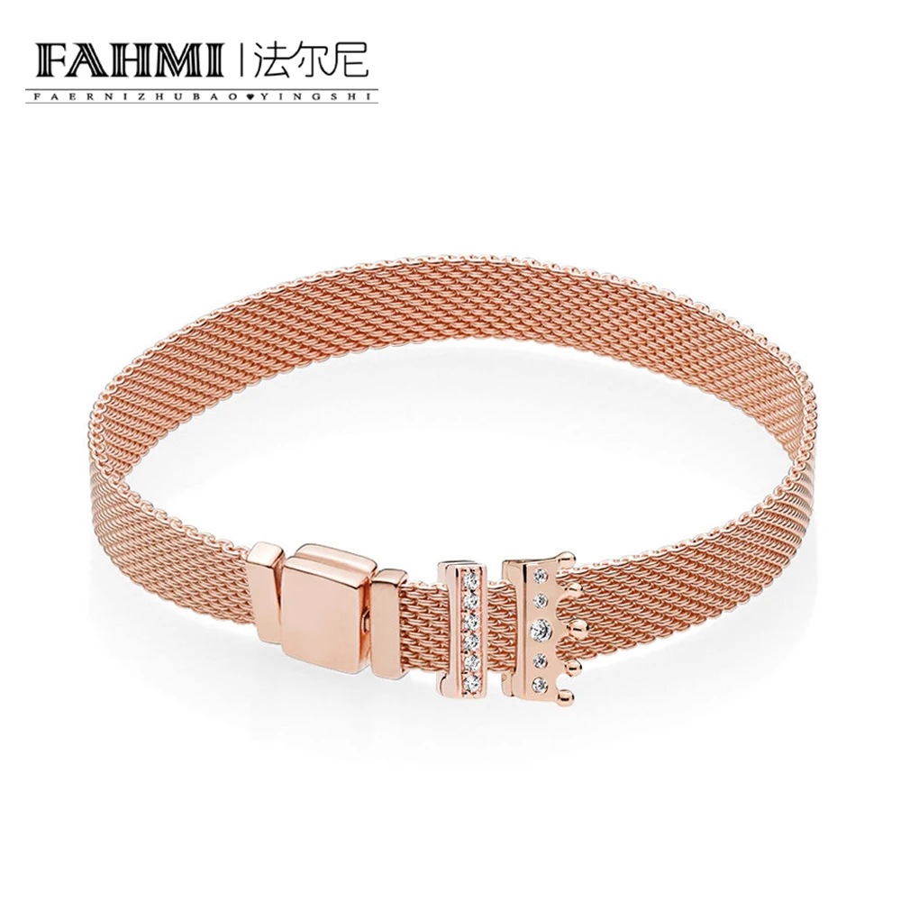

FAHMI 100% 925 Sterling Silver RAU0529 Rose Reflexions Sparkling Royal Gift Set Timeless Clip Crown Clip Charm Bracelet set