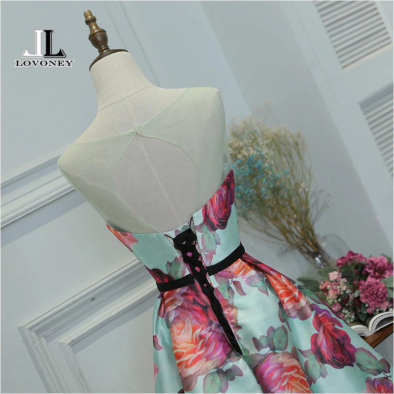 LOVONEY Evening Dress Long Flower Print Formal Dress Elegant Woman Occasion Party Dresses Evening Gown Robe De Soiree M218