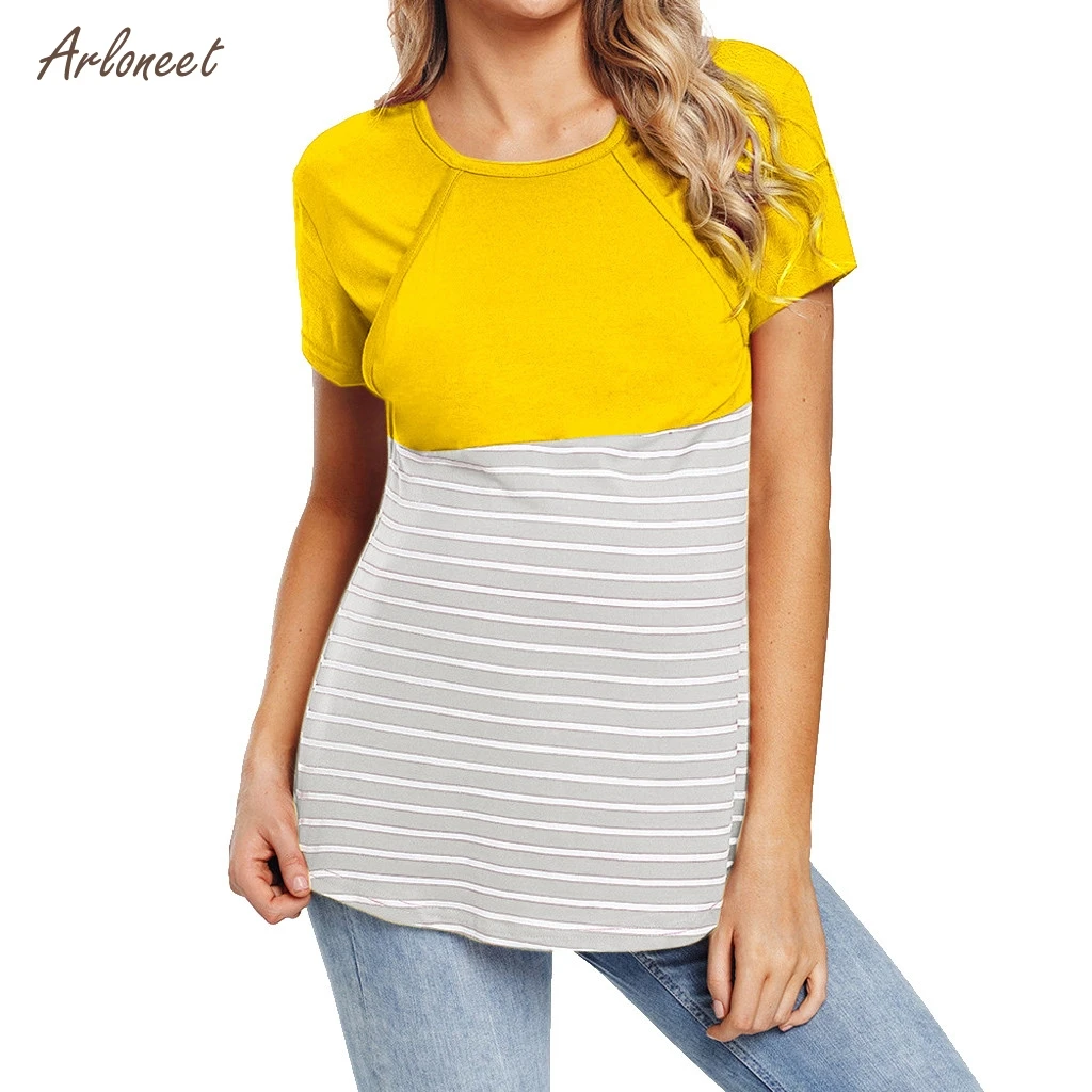 

ARLONEET Breastfeeding clothes care vest maternity dress pregnant women shirt sleeveless T-shirt Nursing Stripe shirt 2019