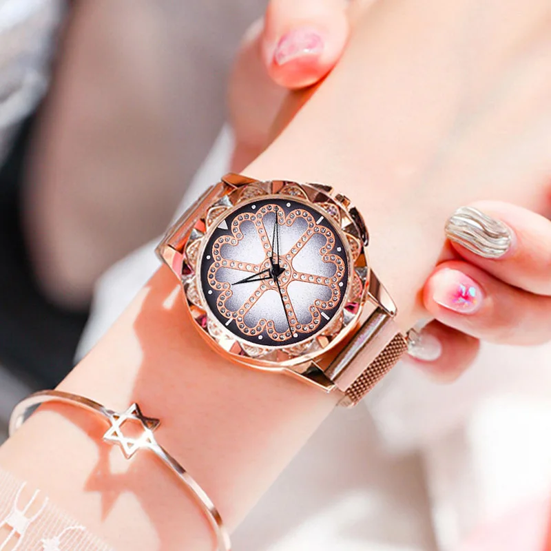 

Luxury Flower Dial Creative Ladies Watch New Fashion Wrist Watch Women Gold Stainless Steel Zegarek Damski Relogio Feminino