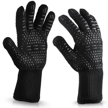 

Barbecue Gloves Heat-resistant 500 Degrees Fireproof Microwave Oven Insulation Baking Silicone Non-slip Flame Retardant Gloves