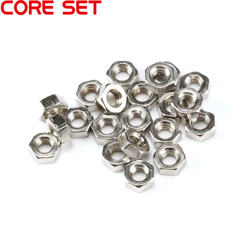 

100pcs/lot Metric thread DIN934 M2 M2.5 M3 M4 M5 Steel Hex Nuts
