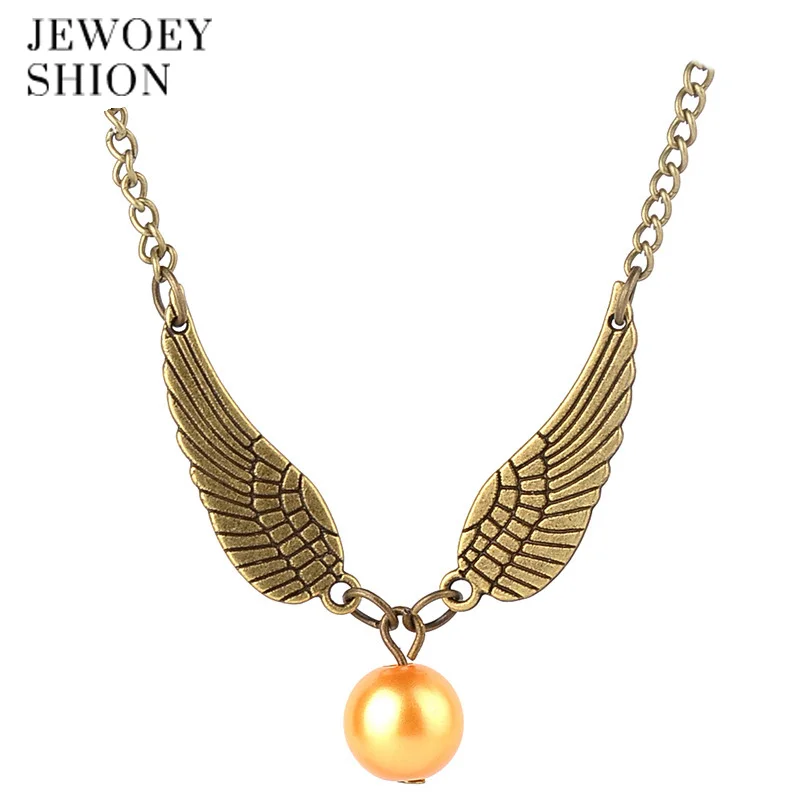 JEWOEY SHION Мода hp с крыльями капли ожерелье Пара золото и серебро Snitch ключицы цепи для мужчин и женщин