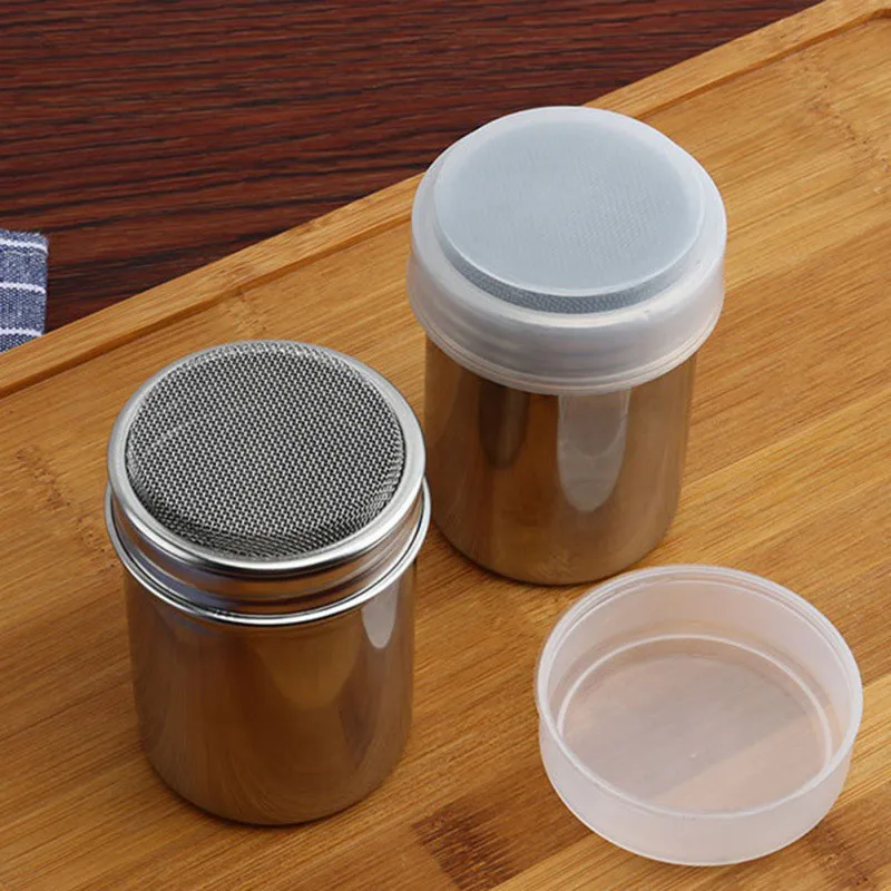 

Stainless Steel Chocolate Shaker Icing Sugar Powder Flour Powder Cocoa Coffee Sifter Shakers with cover Small Large Size