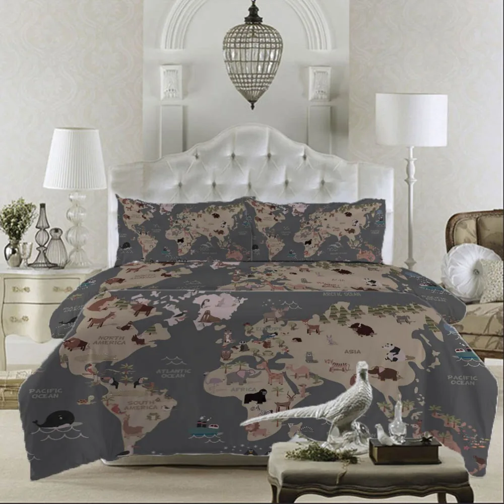  World map of national flag Bedding Quilt Cover Duvet Cover Set Pillowcase Microfiber Soft Comforter - 33037321951