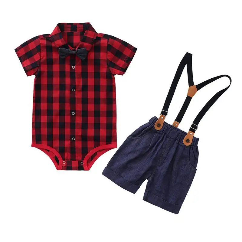 Новая Одежда для новорожденных мальчиков летняя одежда для маленьких мальчиков Одежда для маленьких мальчиков костюмы с короткими рукавами и ремешком комплект одежды для маленьких мальчиков - Цвет: Rnavy