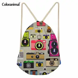 Coloranimal Для мужчин Gym Sack моды 3D Камера печати мужской Drawstring сумка Для женщин Повседневное строка плеча рюкзак путешествия пляж Softback