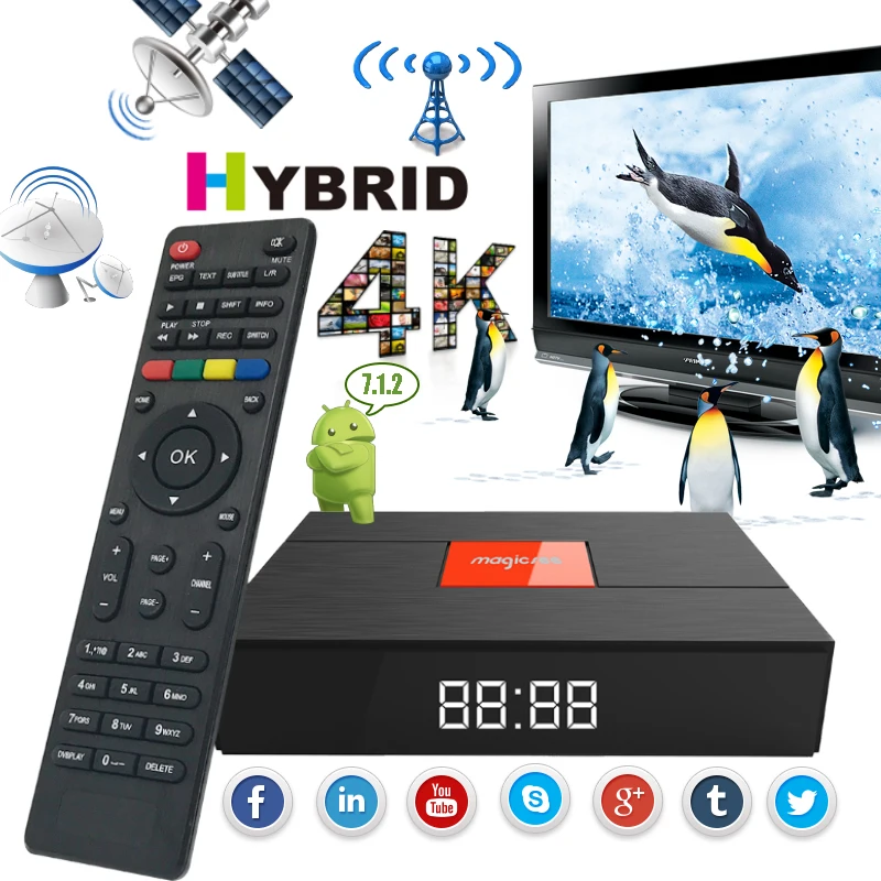 

Magicsee C400 Plus DVB-S2 DVB-T2 Satellite TV Decoder Amlogic S912 Octa-core Smart TV Box 3G 32G Android 7.1 4K Media Player