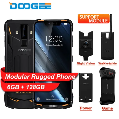 IP68 IP69K DOOGEE S90 Modular Rugged Mobile Phone 6 18inch Display 5050mAh Helio P60 Octa Core 6GB 128GB Android 8 1 16 0M Cam
