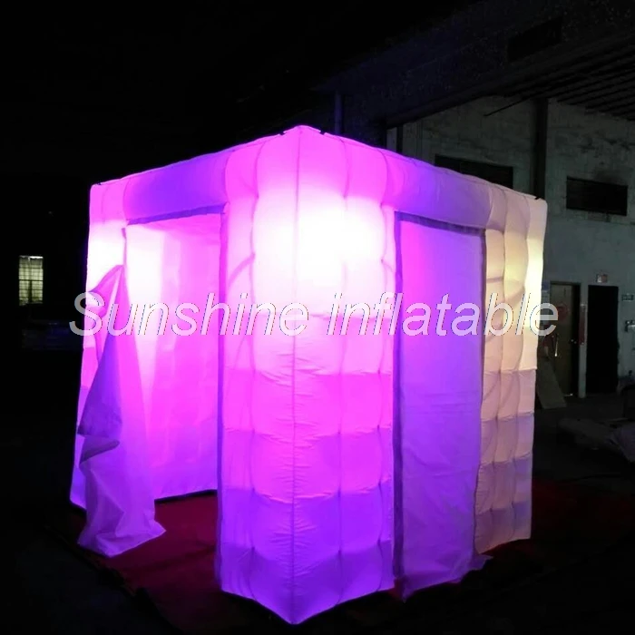 

Foldable commercial 2doors inflatable photo booth with colorful LED photo booth props inflatable cube tent for wedding