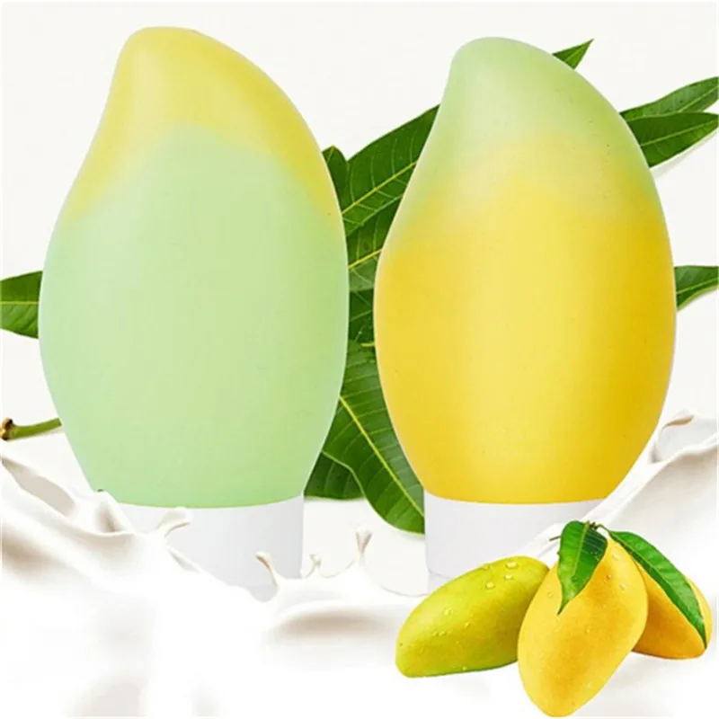 

New Fashion Travel Portable Silicone Bottles Creative Mango Shape Mini Packing Press Bottle For Lotion Shampoo Make Up Tools