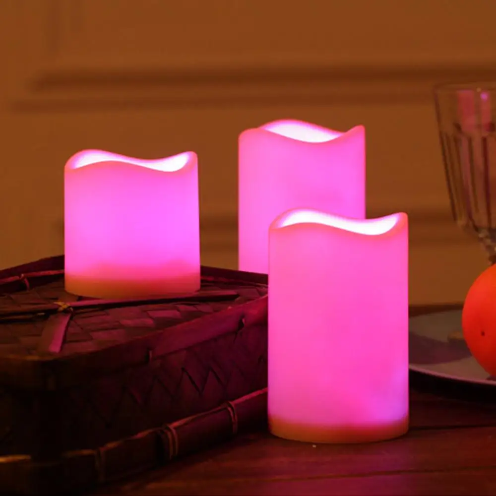 

Hot sale 3Pcs Flameless LED Candles Flickering Color Changing Candle Lights Battery Operate with Remote HVR88