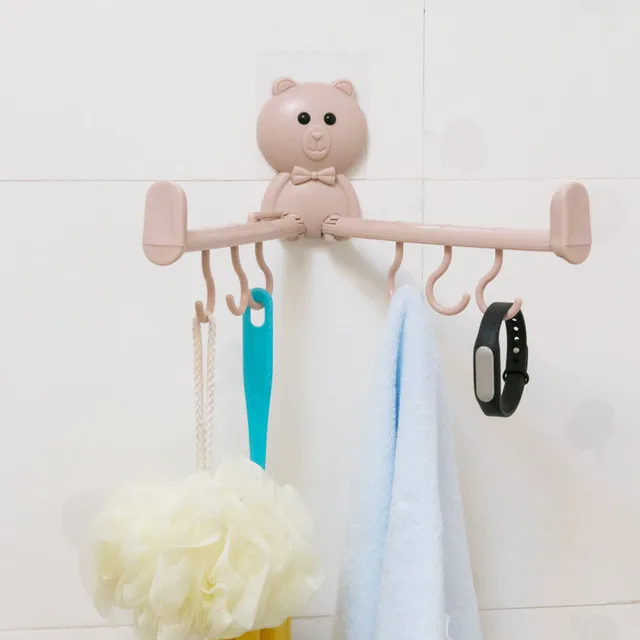 Creative Rotated Wall Sticker Hooks Kitchen Bathroom Hanger Foldeable Multi functional No