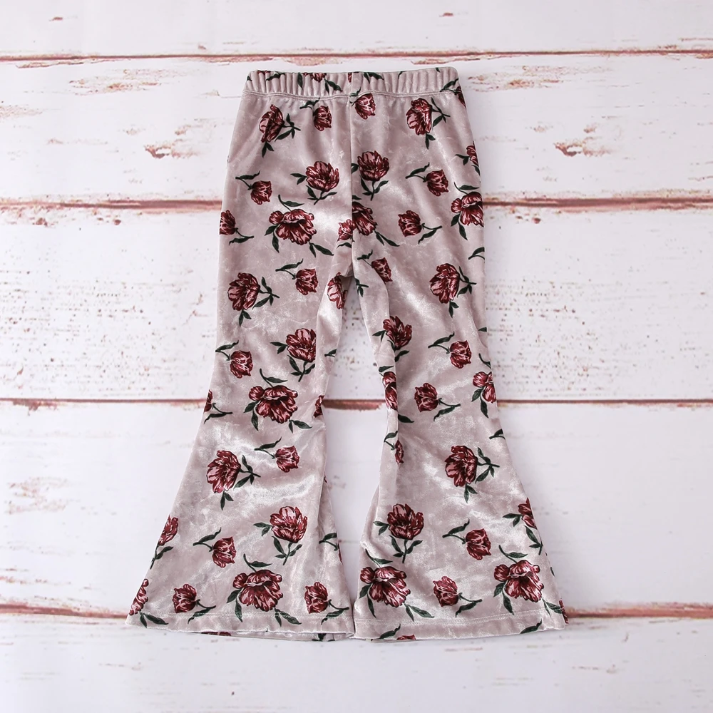 Shijun Baby Clothing 2019 Autumn Dusty Pink Velvet Baby Girl Bell Pants (2)