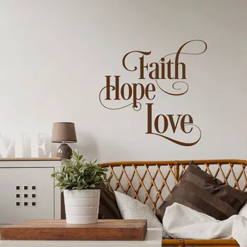 

Faith Hope Love Wall Decal- Inspirational Wall Decal Quote- Scripture Home Decoration- Bible Verse Wall Decal Waterproof QU07