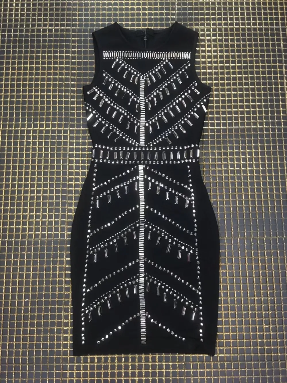 Fête Femmes Lacée Tenue Tricoté Top Clouté De Qualité Robe Noir Sexy 2019 Élastique wqI7qYa
