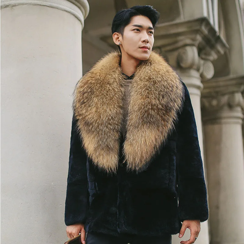 Cuir 2018 Chaude Hommes Fourrure Veste Raton Mode Amovible Véritable Rex Plein Naturel Pour Topfur Laveur En Lapin Pelt De deBxorWC