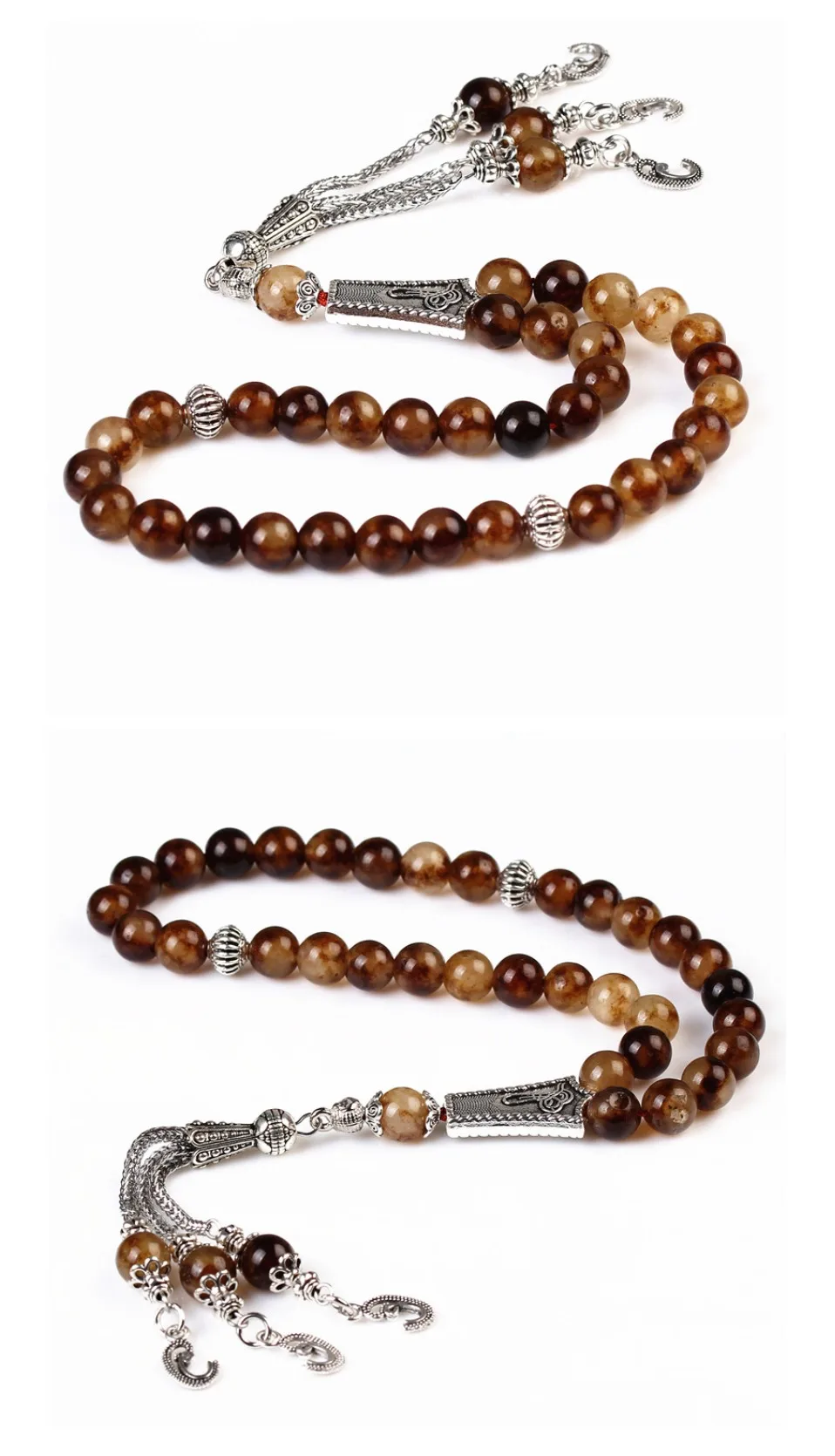 LOSHEREN коричневые камни Tesbih исламские молитвенные бусы 33 кисточкой Tasbih мусульманские четки браслеты Misbaha Tasbeeh для друзей подарки
