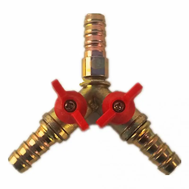 

3 Way Tee Brass Y Shut off Ball 3/8" 10mm Barb Fuel Gas Oil Clamp High Pressure Resistant