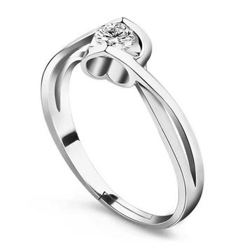 

New Lady fashion openings ring size adjustable ring crystal heart-shaped stones and silver articles Jewellery