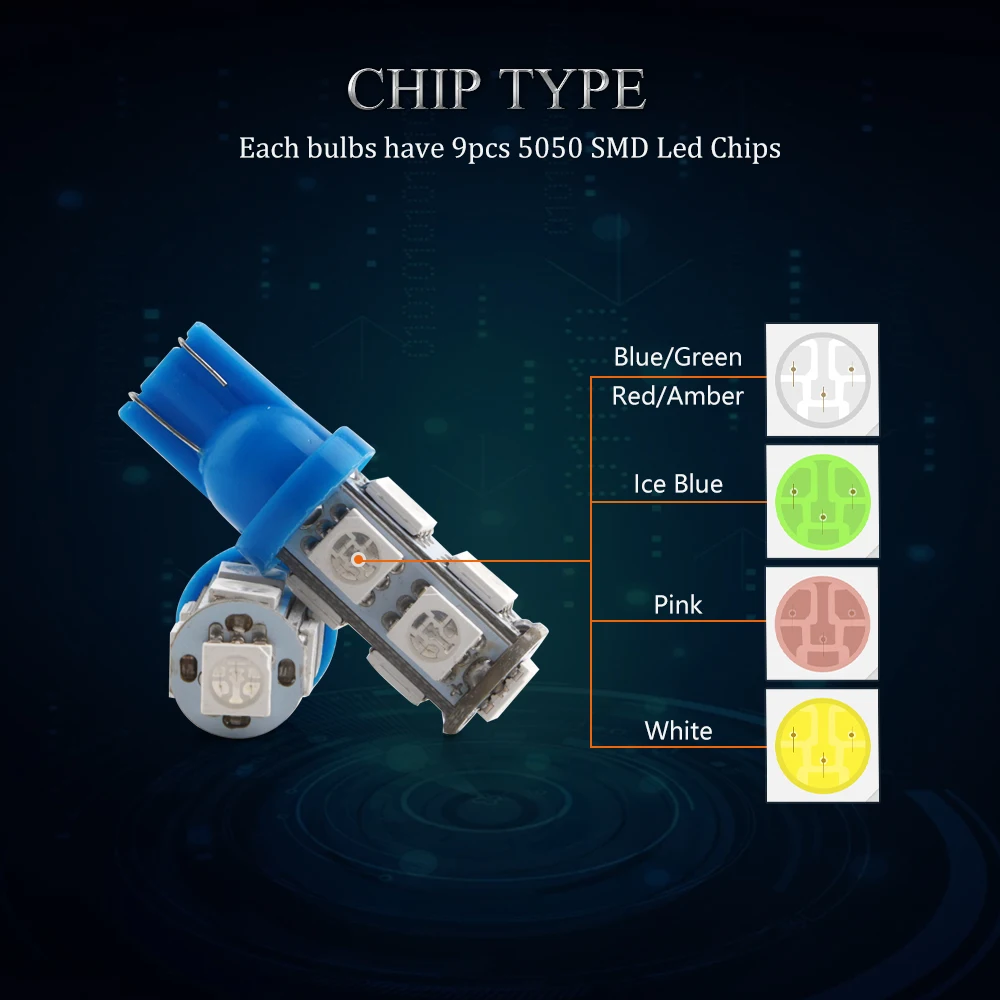 500 шт./лот T10 194 168 W5W 9 SMD СВЕТОДИОДНЫЙ Автомобильный светодиодный светильник лампы