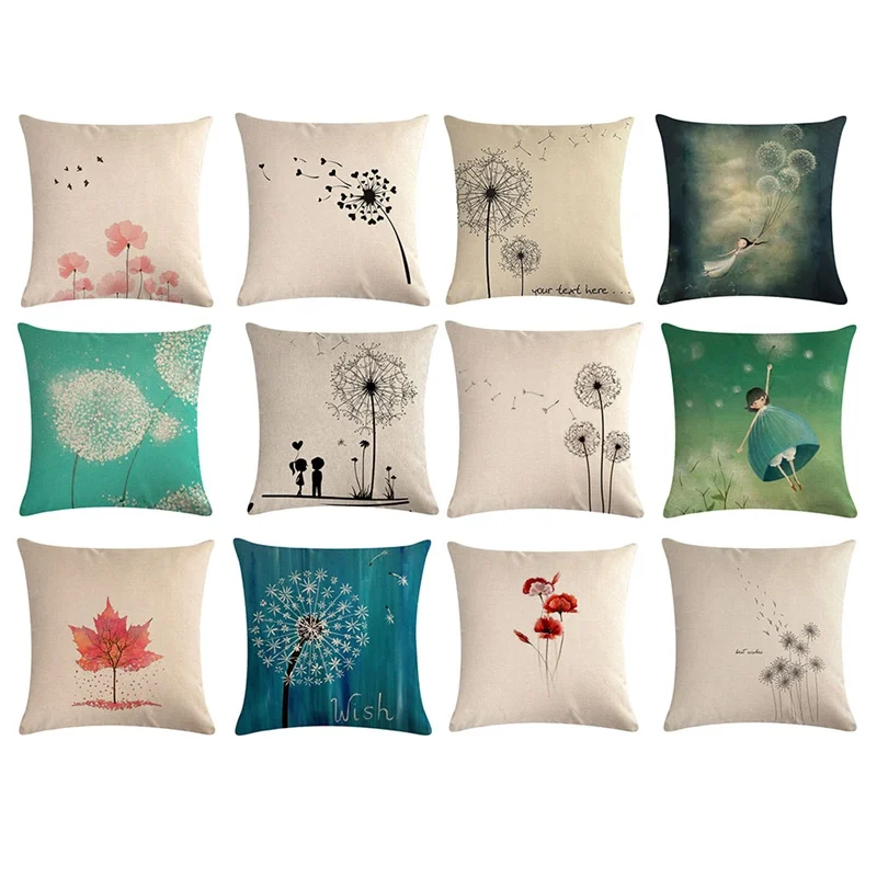 

Pillows Case Home Cotton Linen Square Throw Pillowcase Cushion Fronha Travesseiro Pillow Cover Dandelion, Geometry, Letters