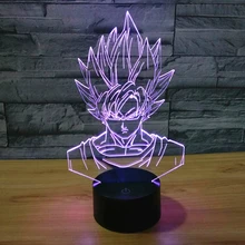 Dragon Ball Z Super Saiyan God Goku Action Figures 3D Table Lamp 7 Color Change Illusion Led Night Light Decor Home Lamp Toys