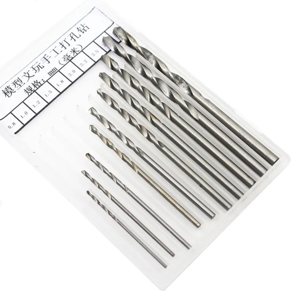 

SANHOOII 10Pcs Multi-Standards Stainless Steel Package Tool HSS High Speed Straight Shank Drilling Twist Drill Bit Set 0.8-3.0mm